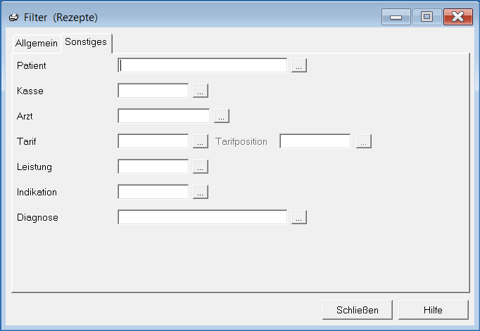 Berichte Filter Sonstiges